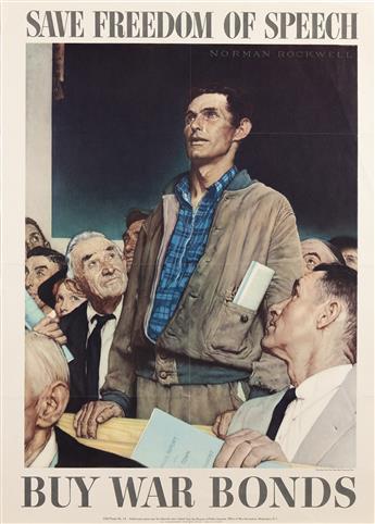 NORMAN ROCKWELL (1894-1978).  [THE FOUR FREEDOMS / SATURDAY EVENING POST]. Group of 6 posters. 1940s-1950s. Each 28x20 inches, 71x50¾ c